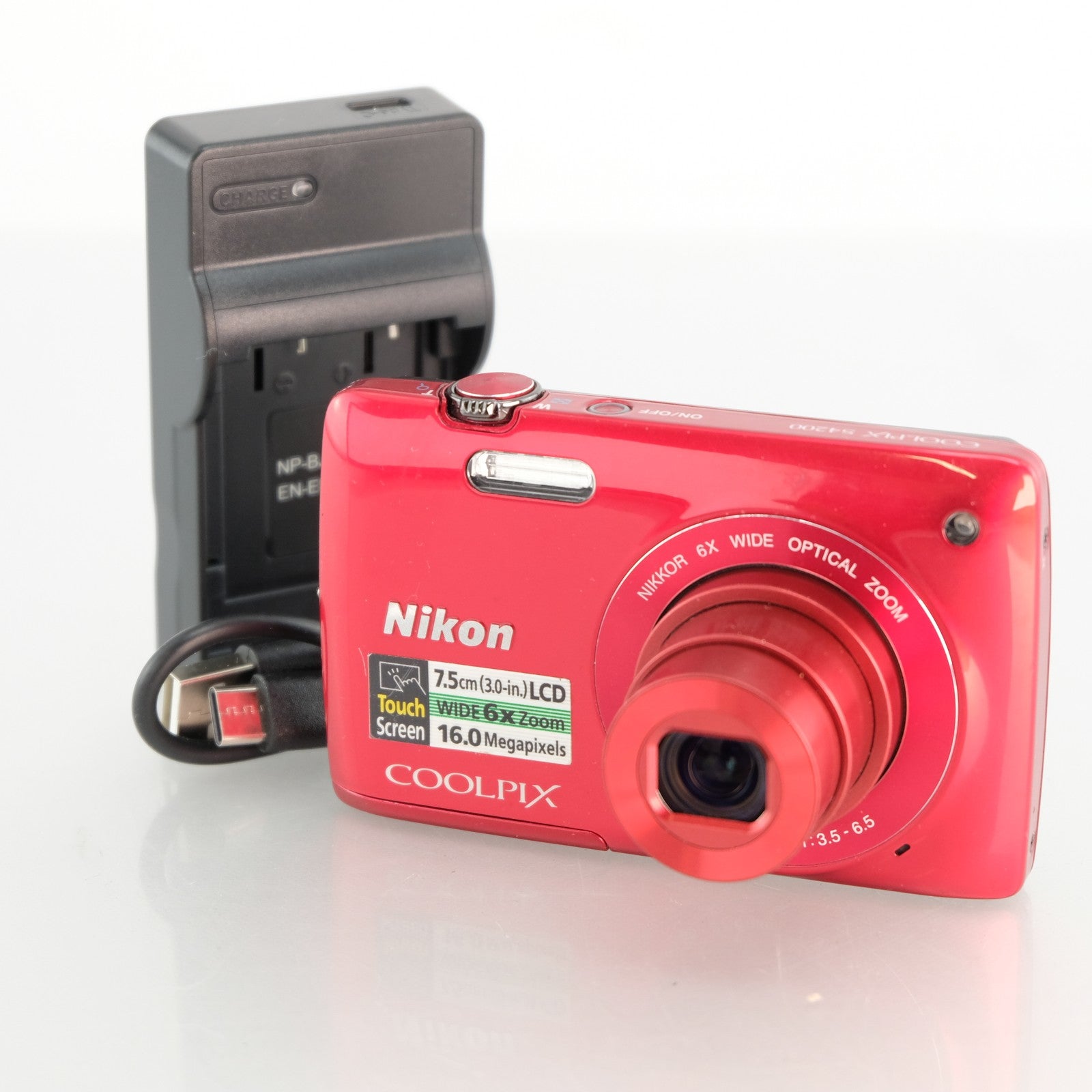 Nikon Coolpix S4200 Digital Camera 16MP 6x Zoom LCD Compact Point & Shoot Red