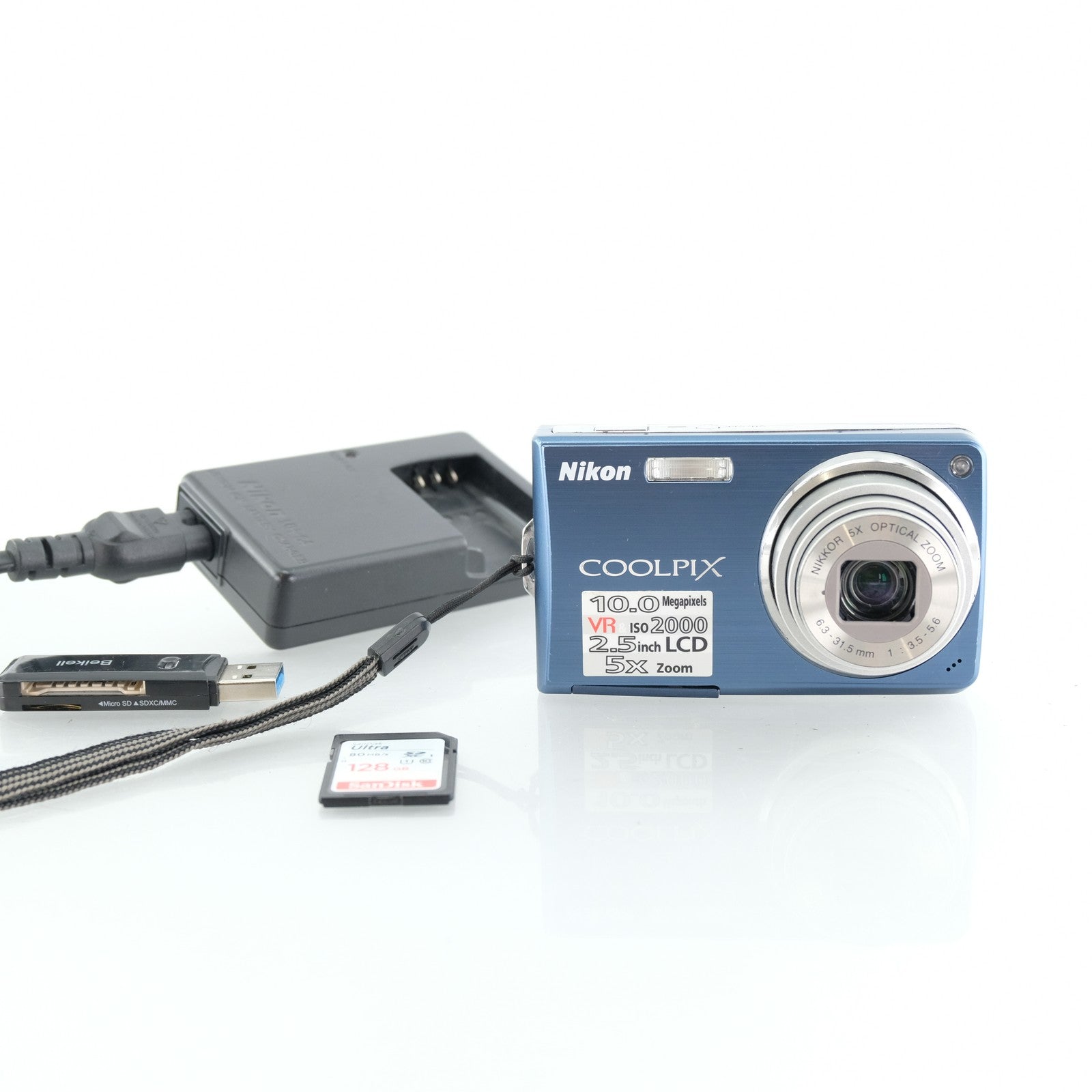 Nikon Coolpix S550 Digital Camera 10MP Compact Point & Shoot Blue Tested Works
